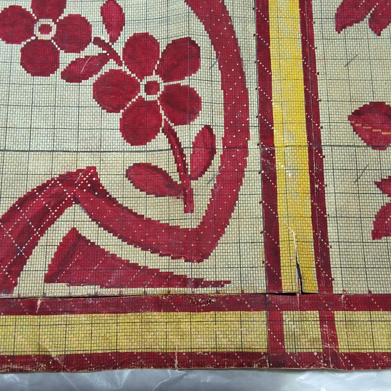 Antique Mise-en-Carte - Red Flower Wreath