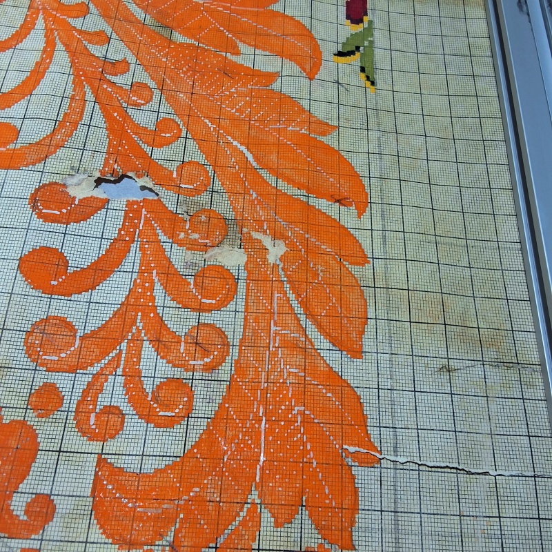 Antique Mise-en-Carte - Red Flower with Orange Accents