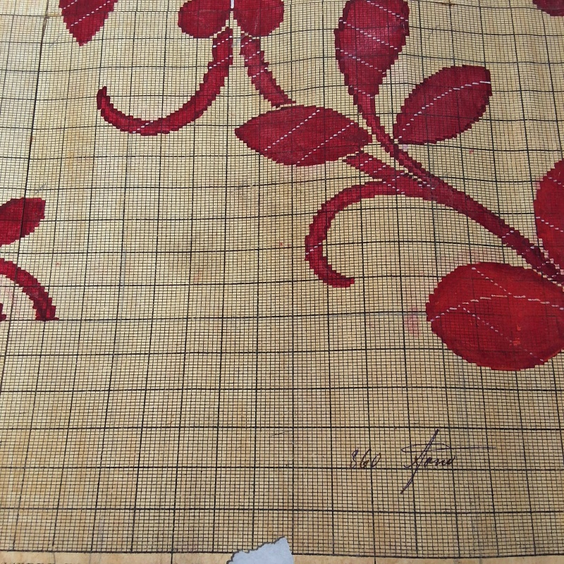 Antique Mise-en-Carte - Red Leaves
