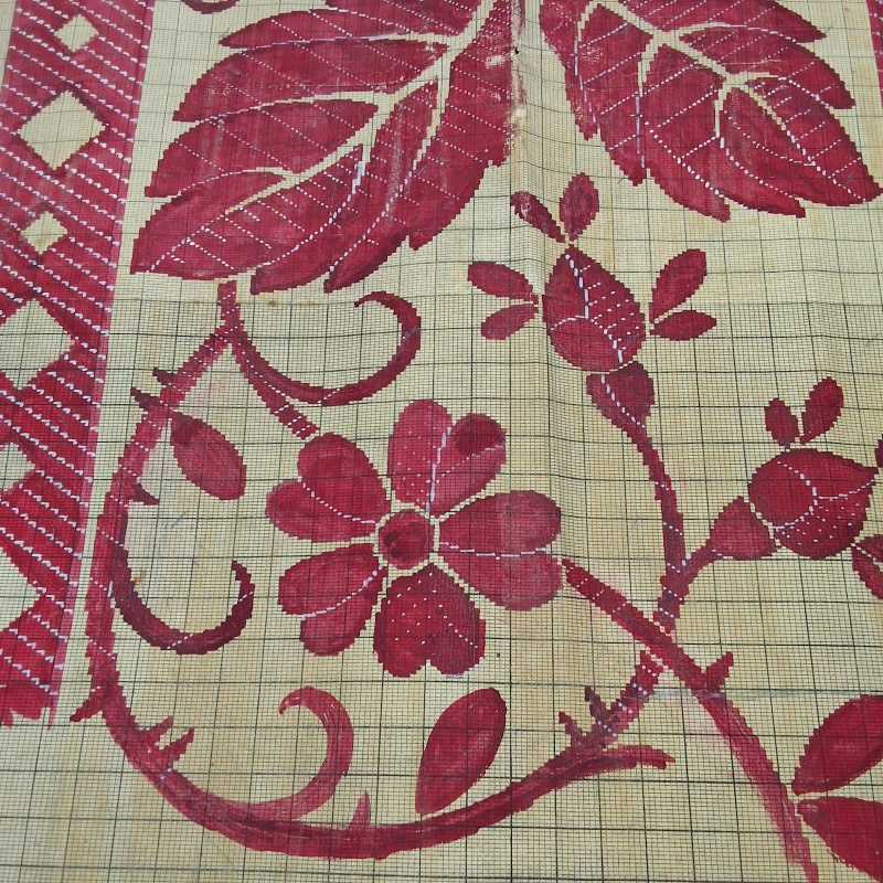 Antique Mise-en-Carte - Red Leaves