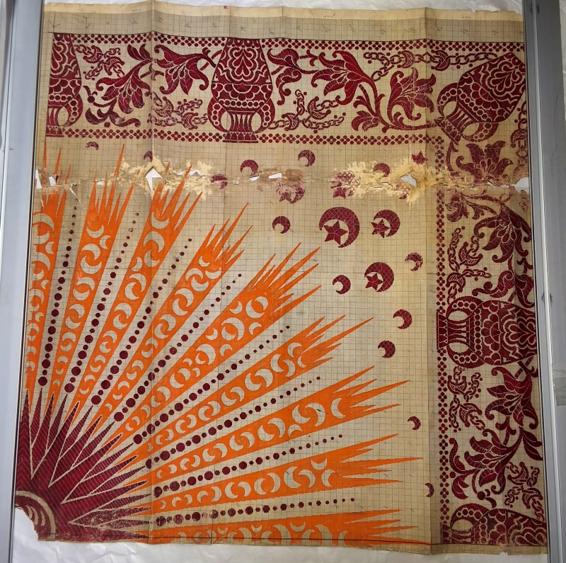 Antique Mise-en-Carte - Orange Sun Rays