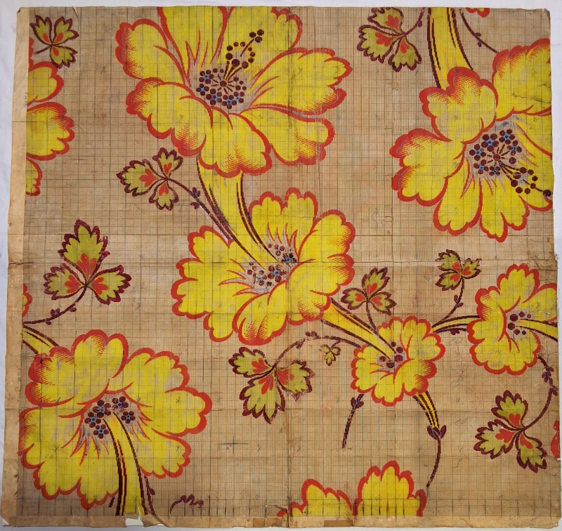 Antique Mise-en-Carte - Yellow Flowers