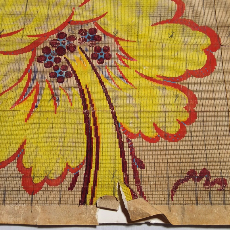 Antique Mise-en-Carte - Yellow Flowers