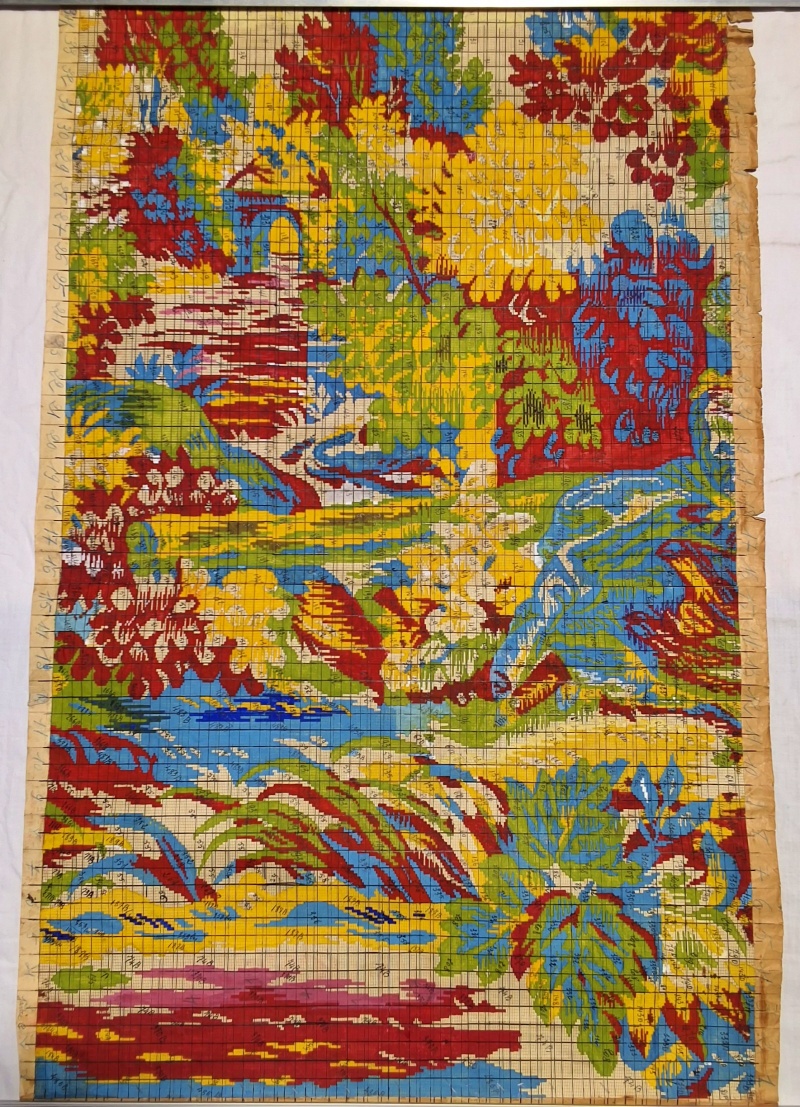 Antique Mise-en-Carte - Multicolored Landscape