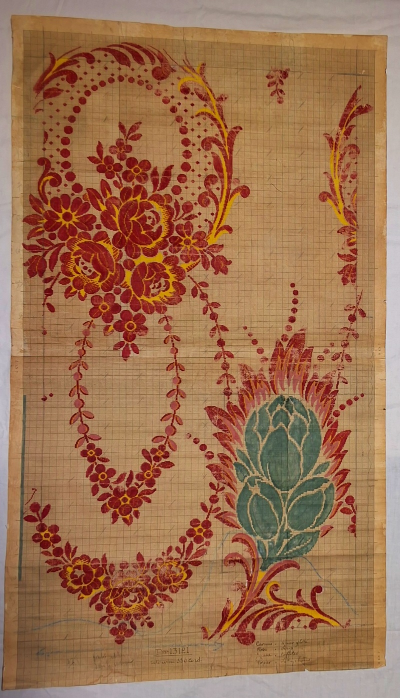 Antique Mise-en-Carte - Red Flower Arches