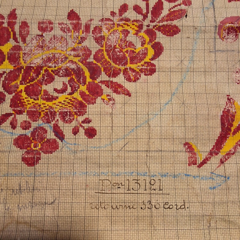 Antique Mise-en-Carte - Red Flower Arches