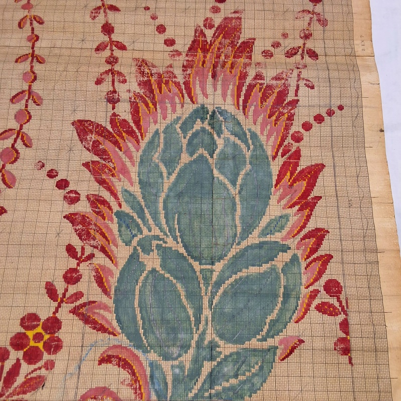 Antique Mise-en-Carte - Red Flower Arches