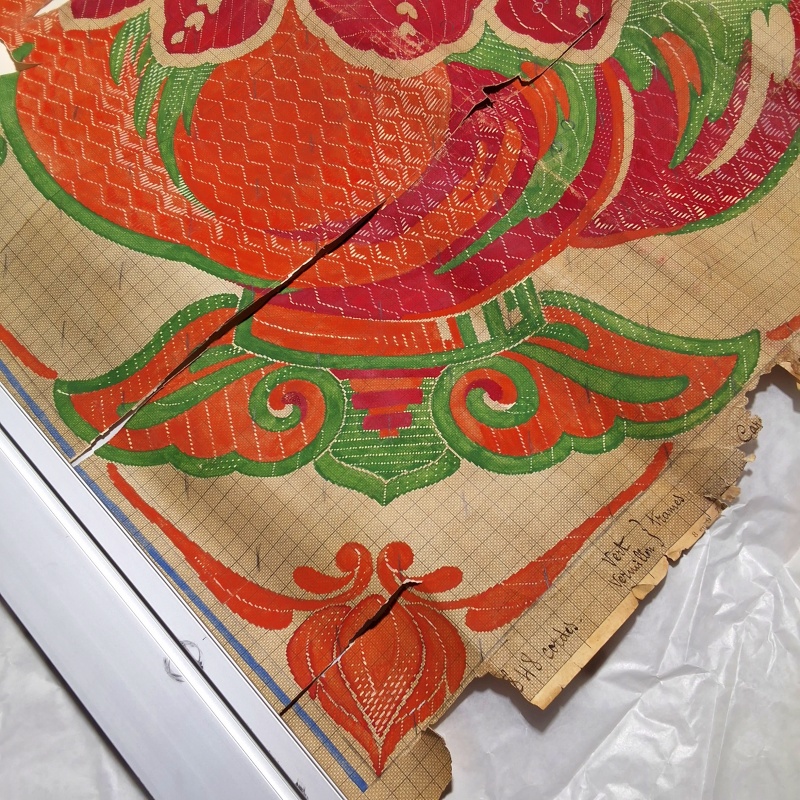 Antique Mise-en-Carte - Red and Orange Flower Vase