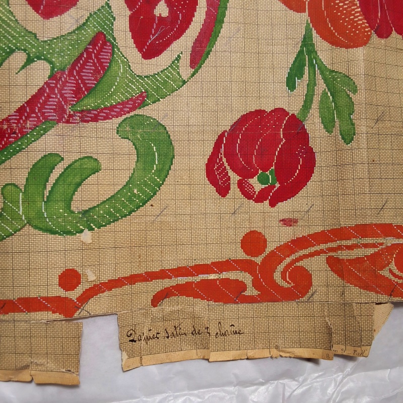 Antique Mise-en-Carte - Red and Orange Flower Vase
