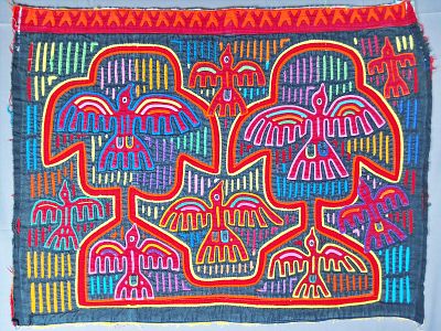 Guna Mola Panel Flock of Thunderbirds. Panama (Guna Yala), circa 1970s14 &times; 18 inchesExuberantly 