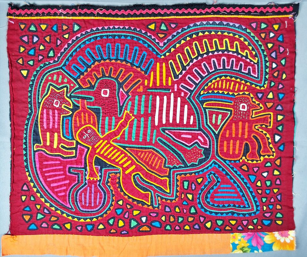 Lot 204: Guna Mola Panel Large Bird with Reclining Figure