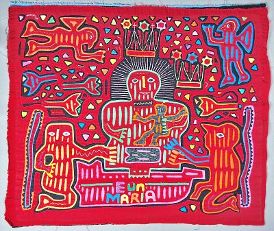 Guna Mola Panel Madonna and Christ Child. Panama (Guna Yala), circa 1970s15.75 &times; 19 