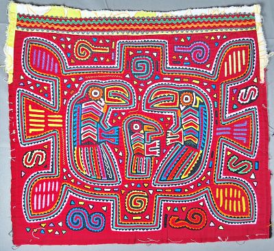 Guna Mola Panel Three Toucans. Panama (Guna Yala), circa 1960s17.5 x 19 inchesExceptionally 