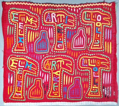 Guna Mola Panel Hammers and Vessels. Panama (Guna Yala), circa 1960s13 x 14.5 inchesBoldly 
