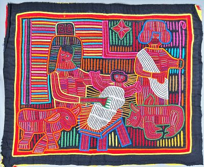 Guna Mola Panel Holy Family Nativity Narrative. Panama (Guna Yala), circa 1970s13 x 15.5 