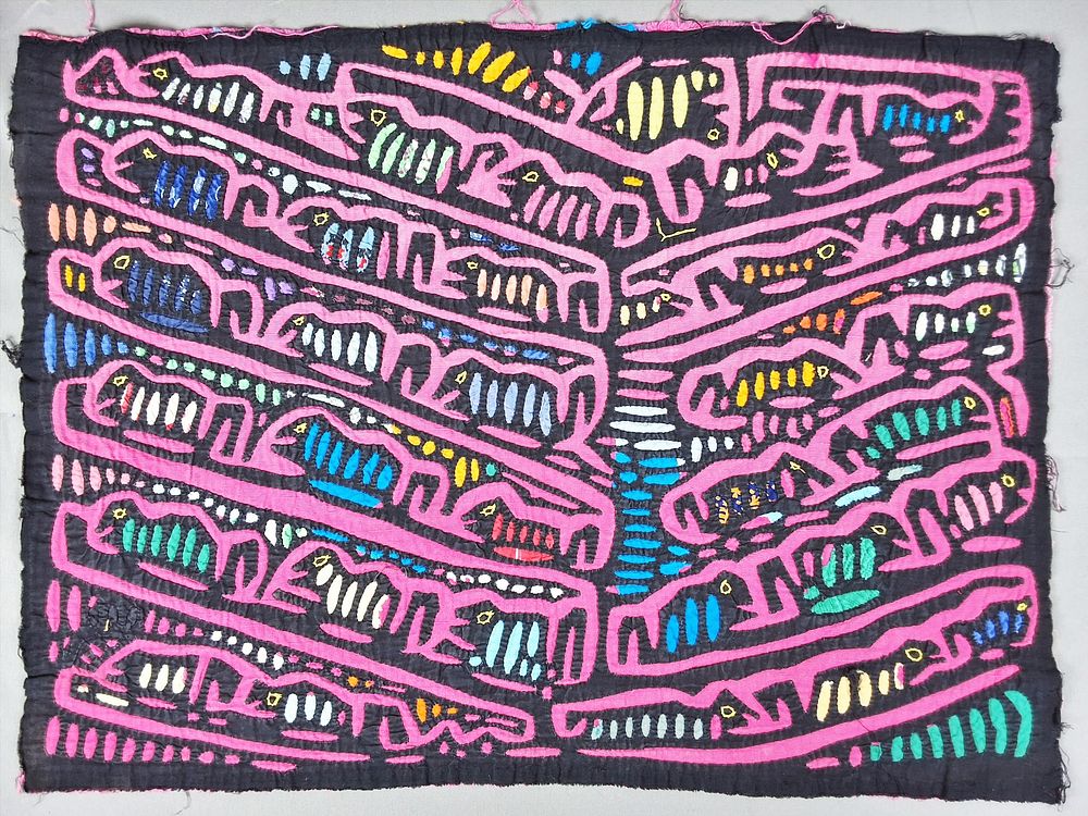 Lot 217: Guna Mola Panel Abstract Animals