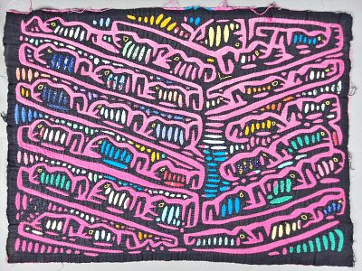 Guna Mola Panel Abstract Animals. Panama (Guna Yala), circa 1960s15 x 20 inchesStrikingly bold 