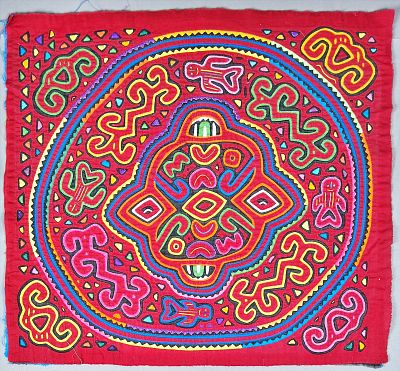 Guna Mola Panel Cosmic Spirit Creature. Panama (Guna Yala), circa 1970s16 &times; 17 inchesBoldly 