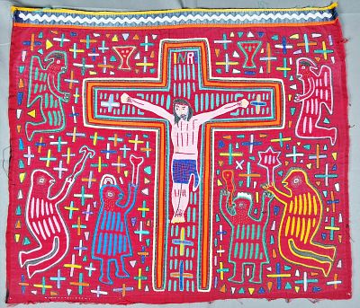Guna Mola Panel The Crucifixion. Panama (Guna Yala), circa 1970s17 &times; 20 inches Exceptionally 