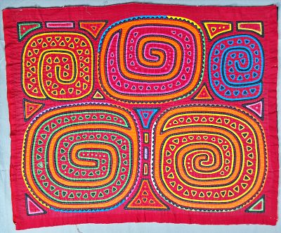 Guna Mola Panel Five Spirals. Panama (Guna Yala), circa 1960s 15.5 x 19 inchesFinely worked 