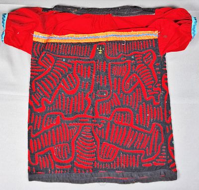 Guna Mola Blouse Spirit Figure and Fish. Panama (Guna Yala), circa 1970s16 &times; 13.5 inches 