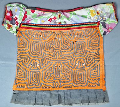 Guna Mola Blouse Abstract Frog Figures. Panama (Guna Yala), circa 1970s19.5 &times; 16.5 inches 