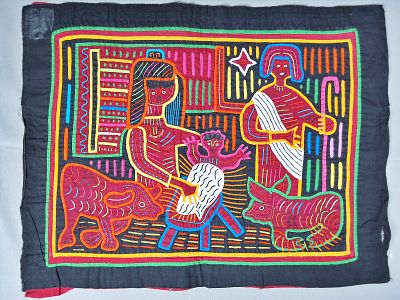 Guna Mola Panel Nativity Scene. Panama (Guna Yala), circa 1970s13 &times; 17 inchesReverse appliqu&eacute; 