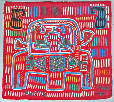 Guna Mola Panel Lunar Landing Module with Astronauts. Panama (Guna Yala), circa 1969–1970s 15.5 