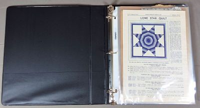 Binder of Assorted Vintage Quilt Ephemera. Includes a Needlecraft Supply Co. catalog (missing 