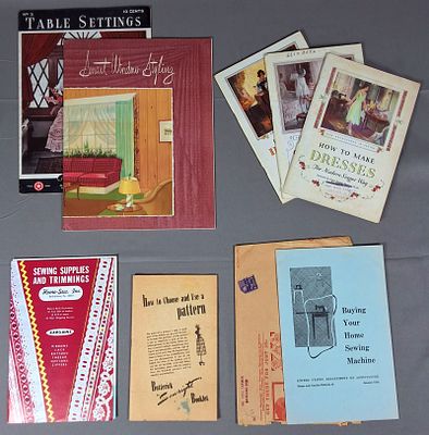 8 Pieces of Vintage Sewing Ephemera. Includes a Smart Window Styling book by Kirsch Company; a 