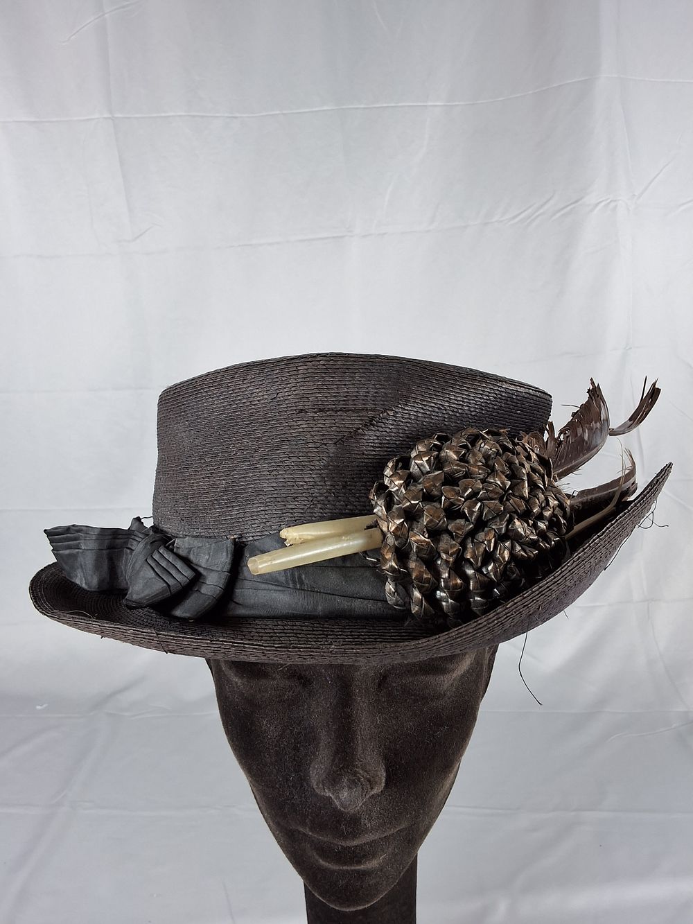 Lot 9: Vintage 1950s Straw Top Hat - Victorian Inspired