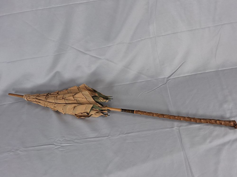 Lot 12: Antique 1880s Victorian Parasol with Wooden Handle