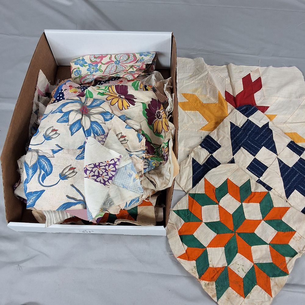 Lot 2: 20th Century Feedsack Fabrics and Quilt Blocks