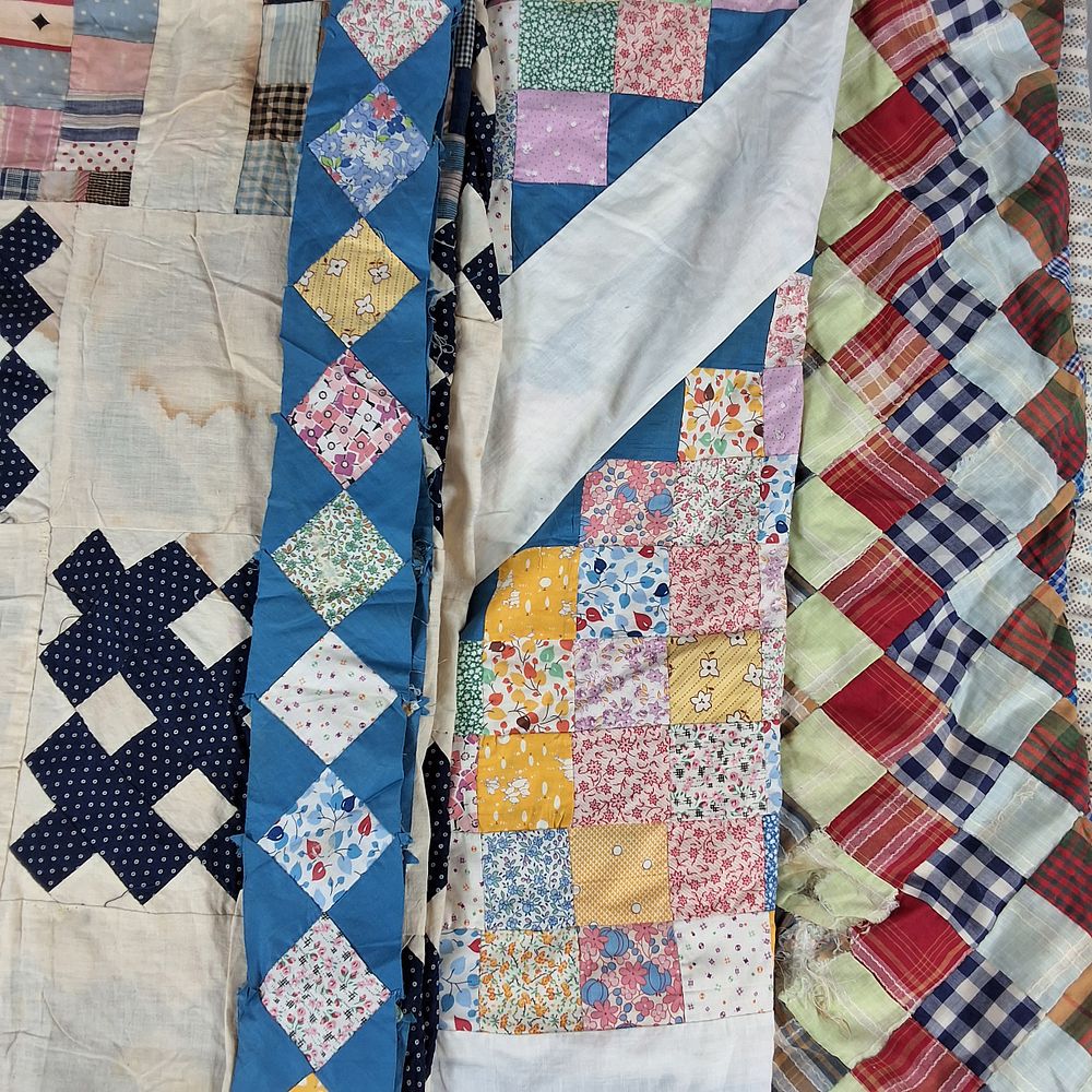 Lot 14: 19th and 20th Century Quilt Tops and Fragments