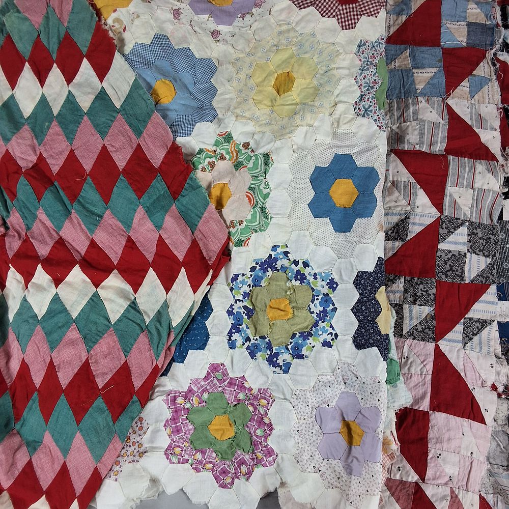 Lot 15: 19th and 20th Century Quilt Tops and Fragments
