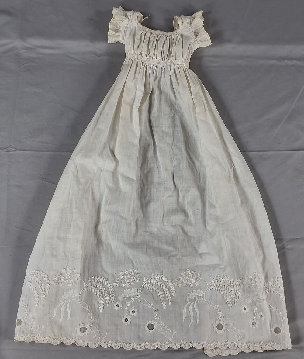 Lot 5: Antique Edwardian 1900s Baby Gown with Ruffled Sleeves