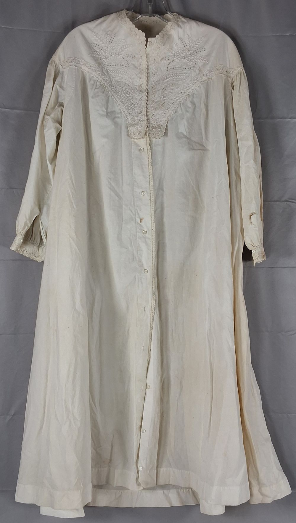Lot 17: Antique Victorian Nightgown with White Work Embroidery
