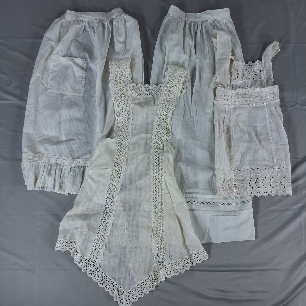 Lot 18: 4 Antique Victorian White Aprons