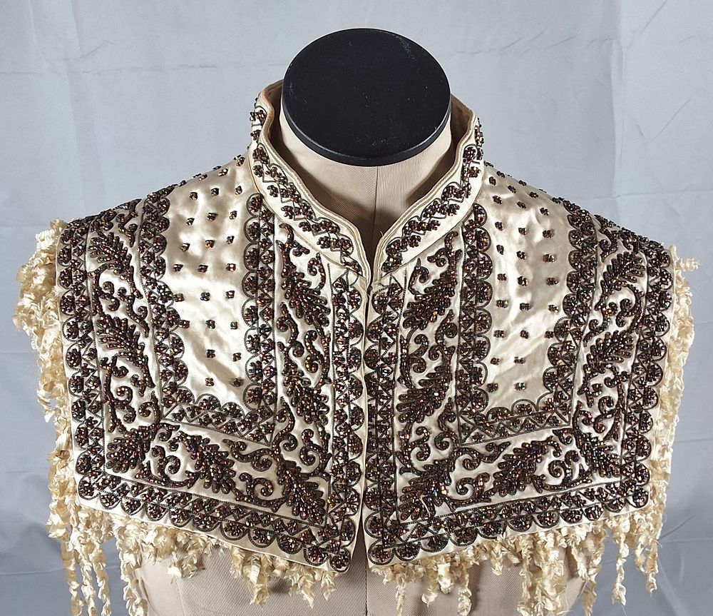 Lot 24: Antique 1890s Beaded Capelet with Silk Fringe