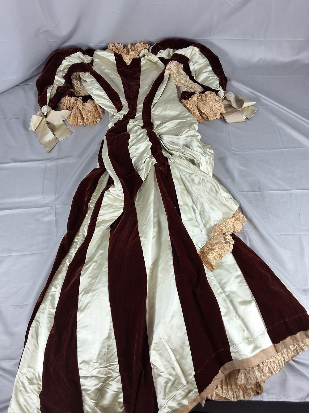 Lot 5: Antique 1880s Satin and Velvet Dress