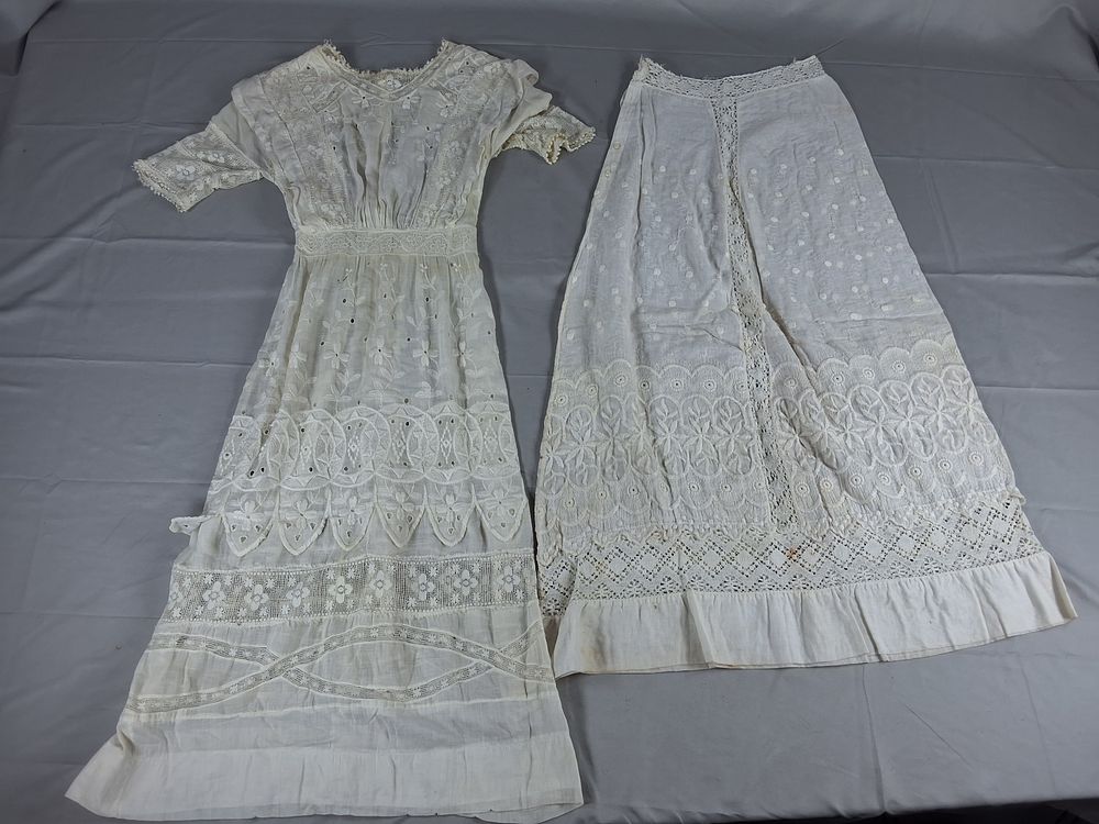 Lot 15: 1900s Petticoat and Batiste/Lawn Dress