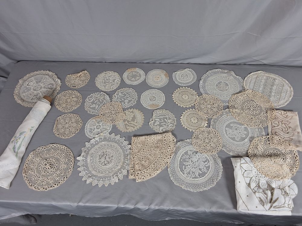 Lot 6: Doilies, Runner, Napkin, and Small Tablecloth