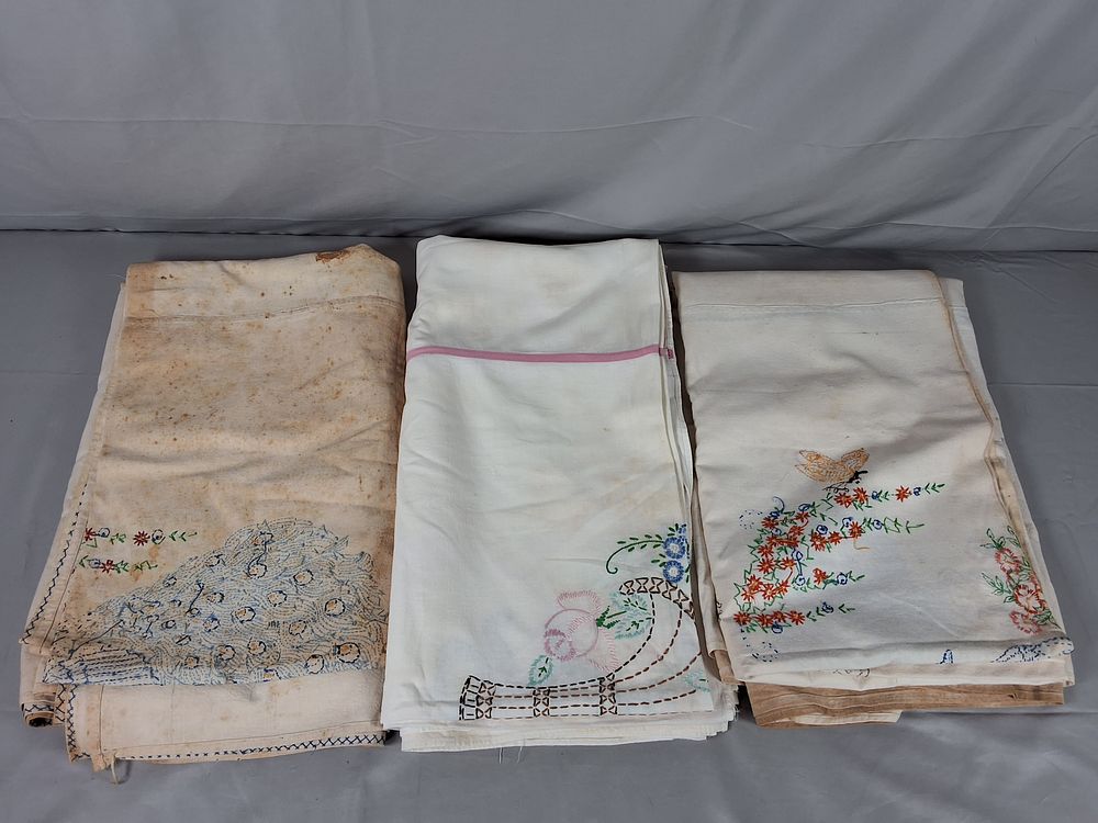 Lot 20: 3 Embroidered Tablecloths