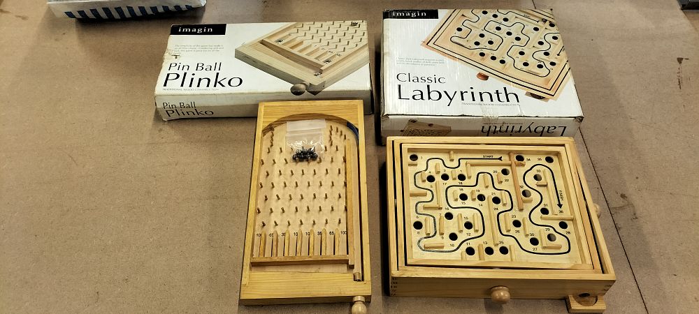 Lot 452: A Pair of Imagin Traditional Wooden Games comprising Pin Ball Plinko and Classic Labyrinth
