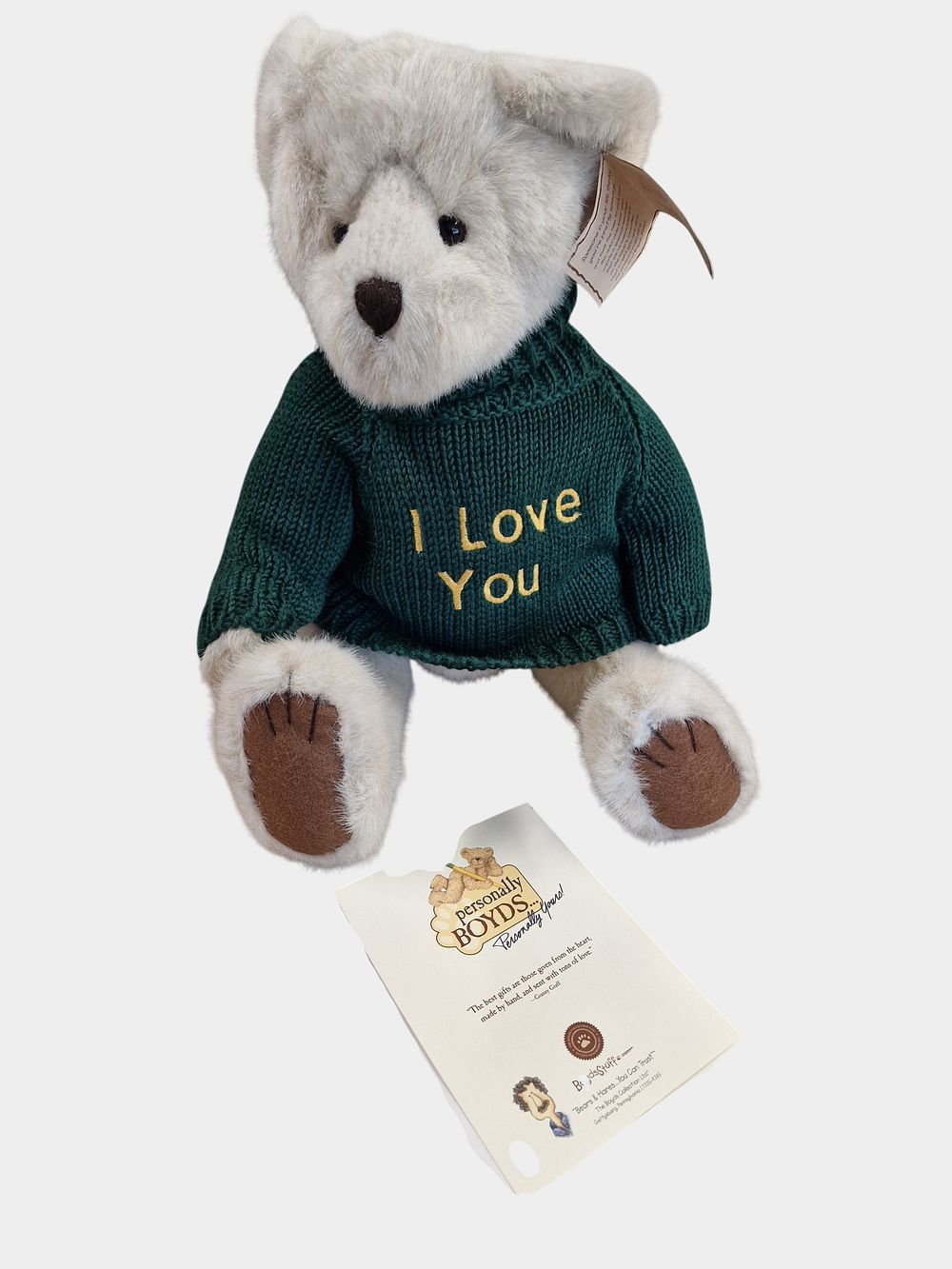 Lot 597: The Boyds Collection Ltd Cream Plush Teddy Bear with I Love You Knitted Sweater