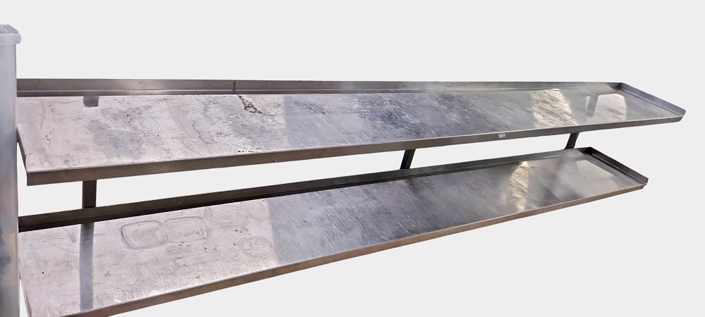 Lot 439: Large Double-Tier Stainless Steel Commercial Pass-Through Over-Shelf