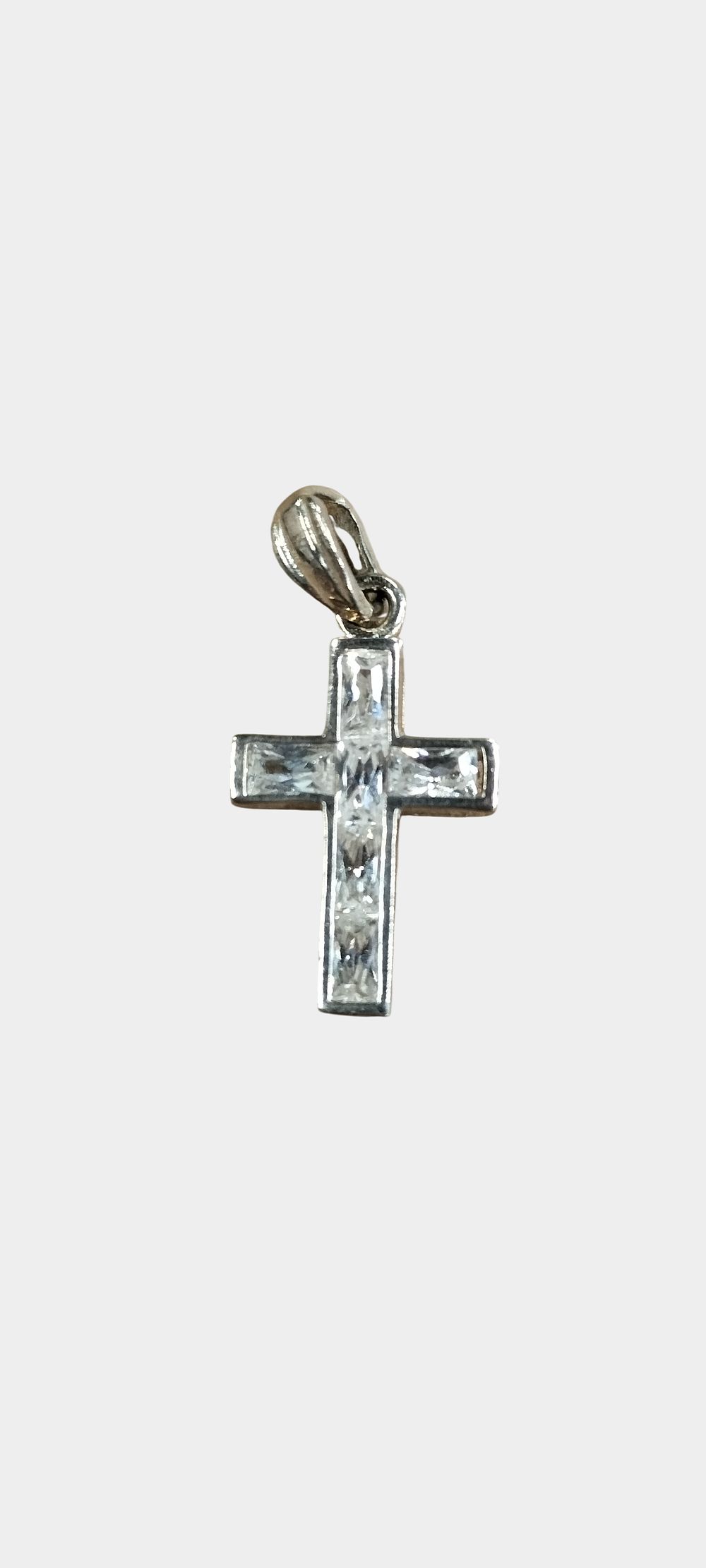 Lot 465: A Sterling Silver and Cubic Zirconia Latin Cross Pendant
