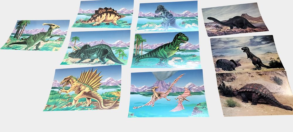 Lot 481: A Collection of Ten Vintage Dinosaur Ephemera Prints