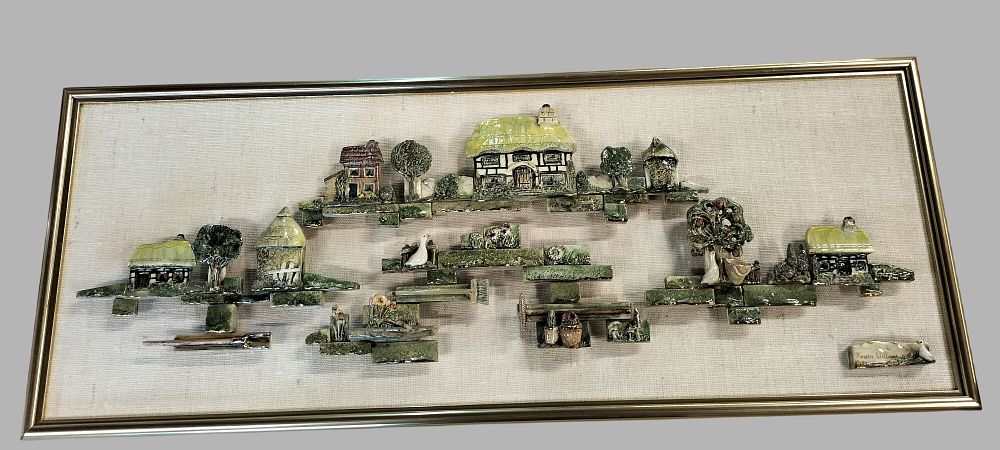 Lot 356: Bowen Williams, 'English Village Scene', Glazed Ceramic Relief Sculpture
