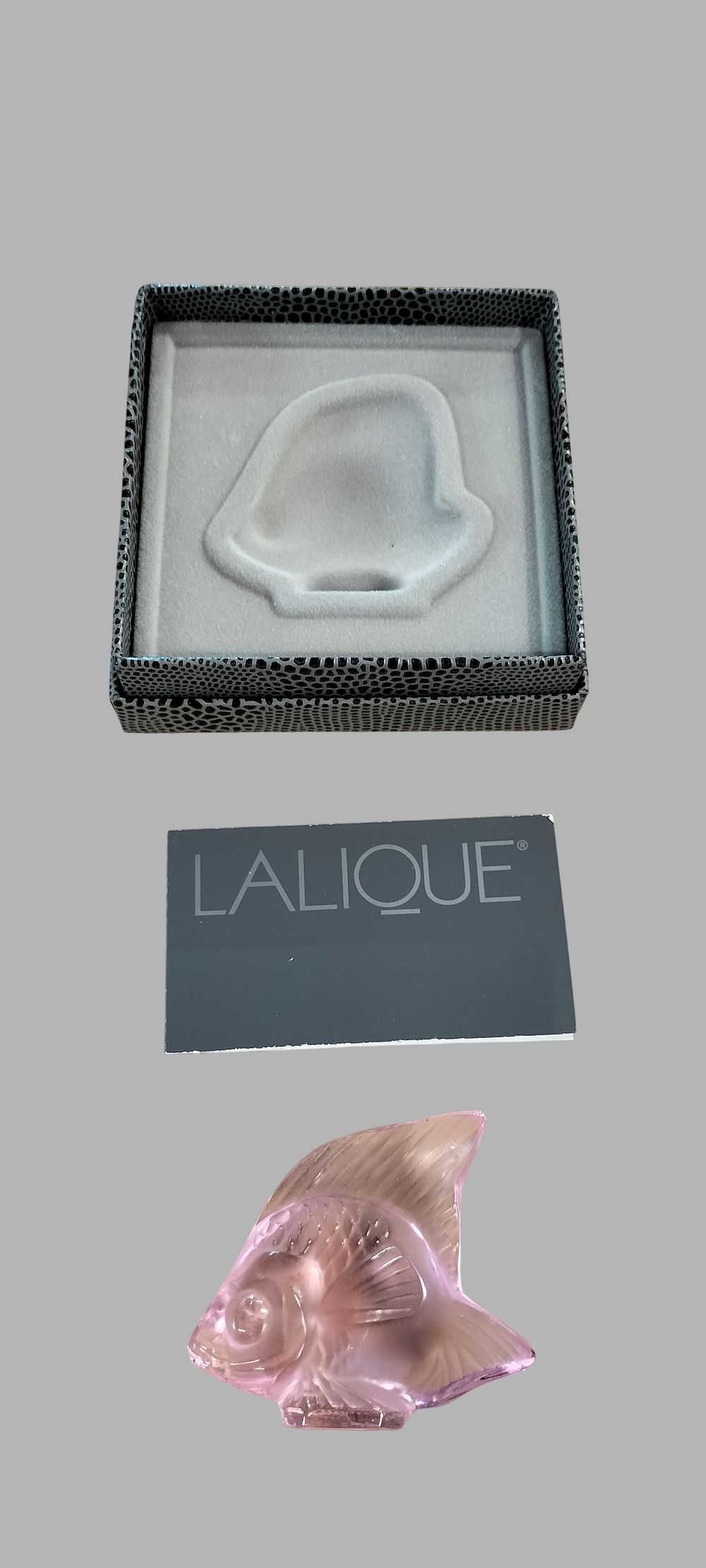 Lot 359: A Lalique Rosaline Pink Crystal Poisson Fish Figurine in Original Box